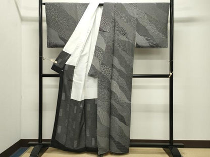 平和屋着物●江戸小紋　寿永作　寄せ小紋柄　黒地　さが美扱い　正絹　逸品　未使用　CABM4891gh
