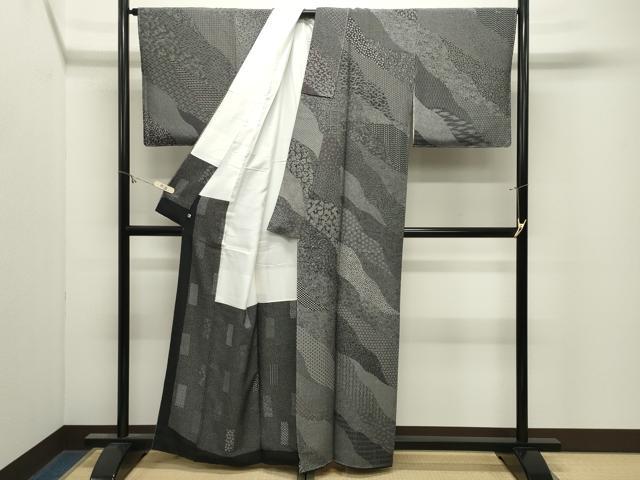 平和屋着物●江戸小紋　寿永作　寄せ小紋柄　黒地　さが美扱い　正絹　逸品　未使用　CABM4891gh
