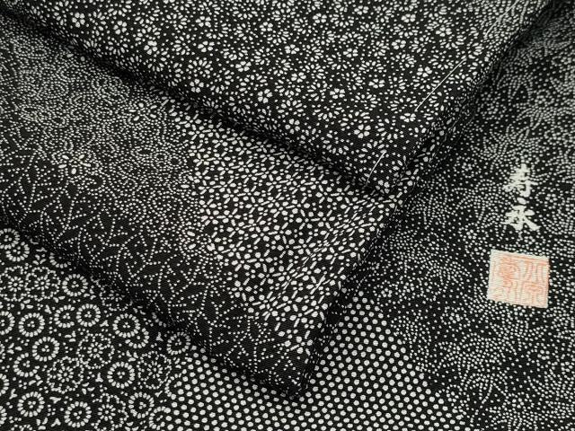 平和屋着物●江戸小紋　寿永作　寄せ小紋柄　黒地　さが美扱い　正絹　逸品　未使用　CABM4891gh