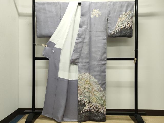 平和屋着物●越後十日町の一流染匠　桐屋・翠山工房　徳永憲峯　訪問着　辻が花　絞り　暈し染め　金彩　銀通し地　正絹　逸品　CABM4897gh