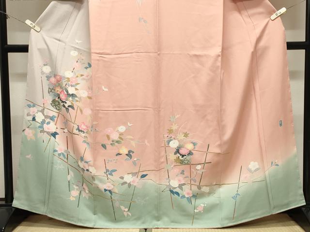 平和屋着物●訪問着　友禅　作家物　花籠文　暈し染め　正絹　逸品　CABM4903gh