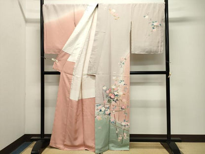 平和屋着物●訪問着　友禅　作家物　花籠文　暈し染め　正絹　逸品　CABM4903gh