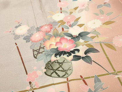 平和屋着物●訪問着　友禅　作家物　花籠文　暈し染め　正絹　逸品　CABM4903gh