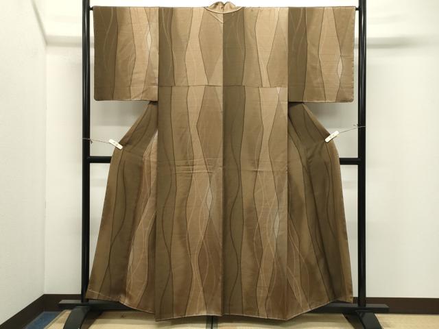 平和屋着物●上質な小紋　よろけ縞　正絹　逸品　未使用　CABM4906gh