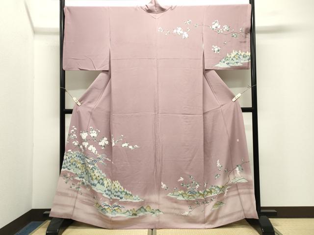 平和屋着物●訪問着　友禅　作家物　風景花文　正絹　逸品　CABM4908gh