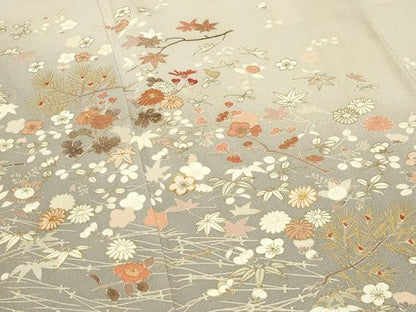 平和屋着物●訪問着　駒刺繍　こぼれ松葉花文　暈し染め　金彩　正絹　逸品　CABM4912gh
