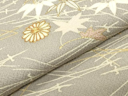平和屋着物●訪問着　駒刺繍　こぼれ松葉花文　暈し染め　金彩　正絹　逸品　CABM4912gh