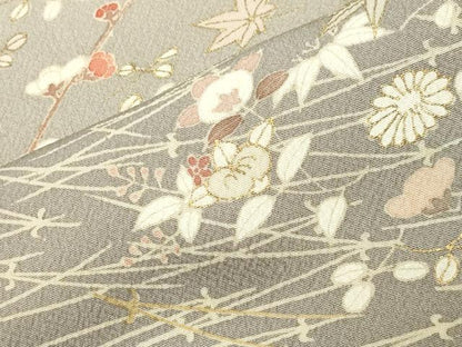 平和屋着物●訪問着　駒刺繍　こぼれ松葉花文　暈し染め　金彩　正絹　逸品　CABM4912gh