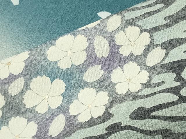平和屋着物●東京友禅　菅有鬼一　訪問着　鷺舞桜文　暈し染め　金彩　正絹　逸品　CABM4913gh