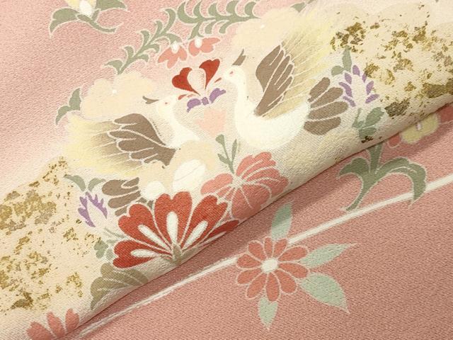 平和屋着物●訪問着　作家物　更紗花鳥文　暈し染め　金彩　正絹　逸品　CABM4917gh