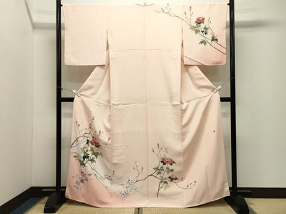 平和屋着物●訪問着　友禅　作家物　枝花文　暈し染め　正絹　逸品　CABM4926gh
