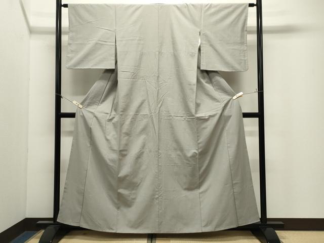 平和屋着物●上質な紬　色無地　利休白茶色　正絹　逸品　CABM4930gh