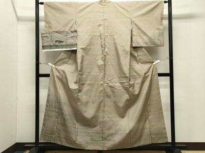 平和屋着物●本場縞大島紬　訪問着　霞文　反端付き　正絹　逸品　CABM4931gh