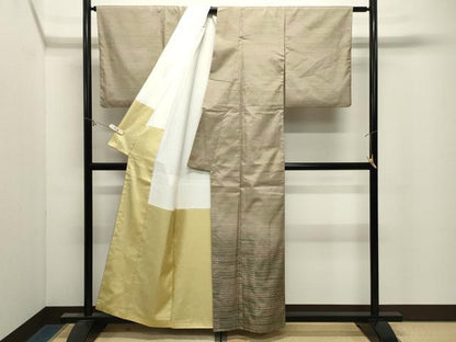 平和屋着物●本場縞大島紬　訪問着　霞文　反端付き　正絹　逸品　CABM4931gh