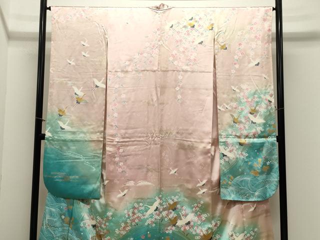 平和屋着物●豪華振袖　駒刺繍　群鶴花文　暈し染め　金銀彩　正絹　逸品　CABM4933gh