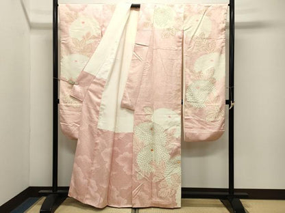 平和屋着物●豪華振袖　駒刺繍　菊花文　金彩　正絹　逸品　CABM4937gh