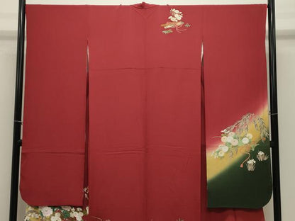 平和屋着物●豪華振袖　刺繍　束ね熨斗宝尽くし花筏文　暈し染め　金銀彩　正絹　逸品　CABM4940gh