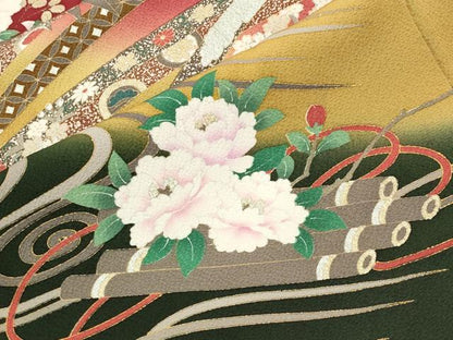 平和屋着物●豪華振袖　刺繍　束ね熨斗宝尽くし花筏文　暈し染め　金銀彩　正絹　逸品　CABM4940gh