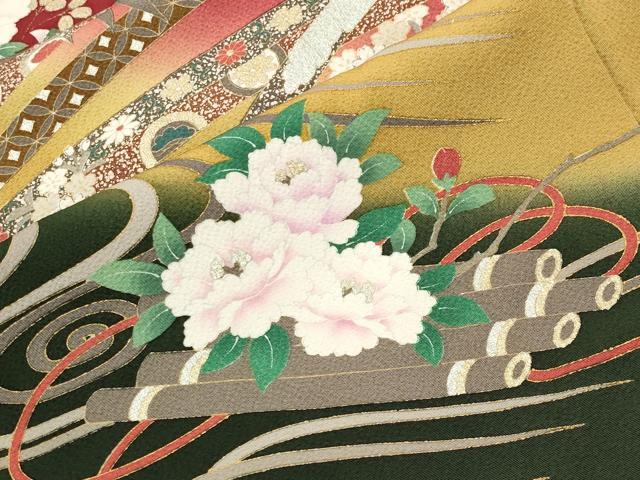 平和屋着物●豪華振袖　刺繍　束ね熨斗宝尽くし花筏文　暈し染め　金銀彩　正絹　逸品　CABM4940gh