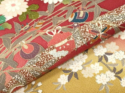 平和屋着物●豪華振袖　刺繍　束ね熨斗宝尽くし花筏文　暈し染め　金銀彩　正絹　逸品　CABM4940gh