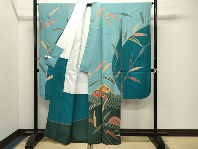 平和屋着物●豪華振袖　駒刺繍　片輪車文　金彩　正絹　逸品　CABM4941gh
