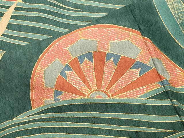 平和屋着物●豪華振袖　駒刺繍　片輪車文　金彩　正絹　逸品　CABM4941gh