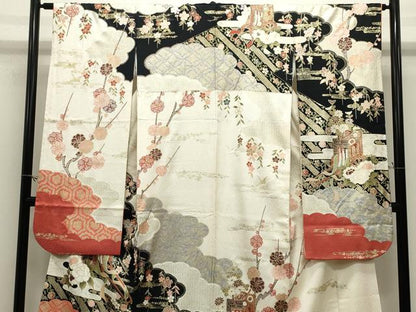 平和屋着物●豪華振袖　駒刺繍　御所車花文　金彩　やまと誂製　正絹　逸品　CABM4942gh