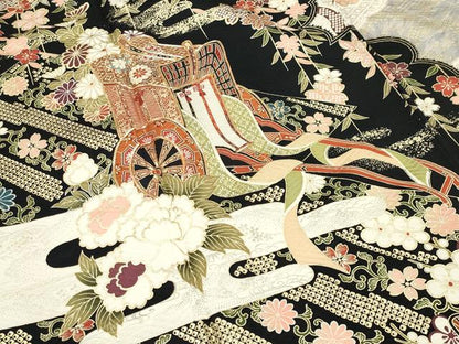 平和屋着物●豪華振袖　駒刺繍　御所車花文　金彩　やまと誂製　正絹　逸品　CABM4942gh