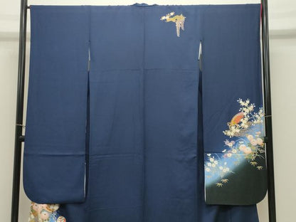 平和屋着物●豪華振袖　駒刺繍　飛鶴鈴花文　暈し染め　金彩　正絹　逸品　CABM4943gh
