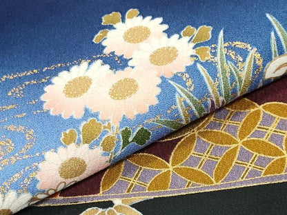 平和屋着物●豪華振袖　駒刺繍　飛鶴鈴花文　暈し染め　金彩　正絹　逸品　CABM4943gh