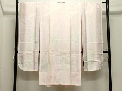 平和屋着物●振袖用長襦袢　無双仕立て　飛鶴花地紋　暈し染め　半衿刺繍　正絹　逸品　CABM4944gh