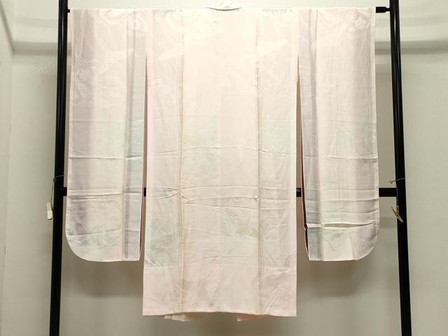 平和屋着物●振袖用長襦袢　無双仕立て　飛鶴花地紋　暈し染め　半衿刺繍　正絹　逸品　CABM4944gh