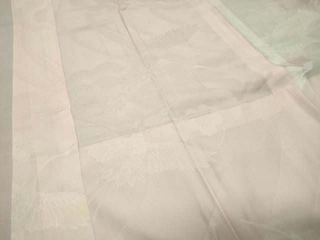 平和屋着物●振袖用長襦袢　無双仕立て　飛鶴花地紋　暈し染め　半衿刺繍　正絹　逸品　CABM4944gh