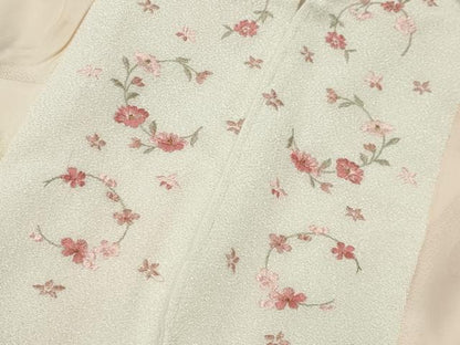 平和屋着物●振袖用長襦袢　無双仕立て　飛鶴花地紋　暈し染め　半衿刺繍　正絹　逸品　CABM4944gh