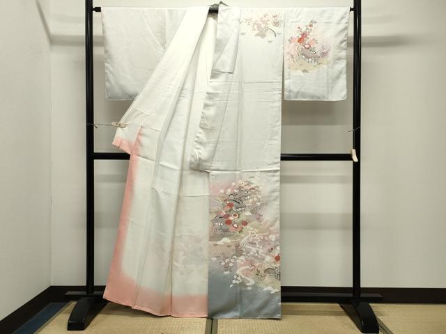 平和屋着物●訪問着　風景花文　暈し染め　金彩　近鉄扱い　正絹　逸品　CABM4946gh