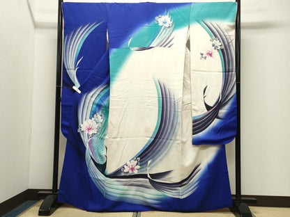 平和屋着物●豪華振袖　花鳥文　暈し染め　金銀彩　ラインストーン　鈴乃屋扱い　正絹　逸品　CABM4947gh