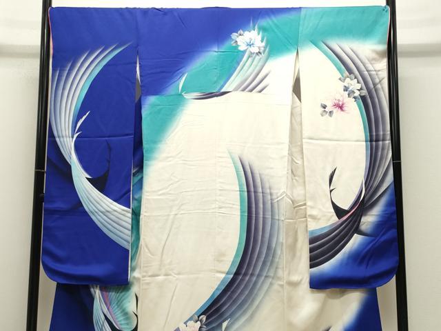 平和屋着物●豪華振袖　花鳥文　暈し染め　金銀彩　ラインストーン　鈴乃屋扱い　正絹　逸品　CABM4947gh