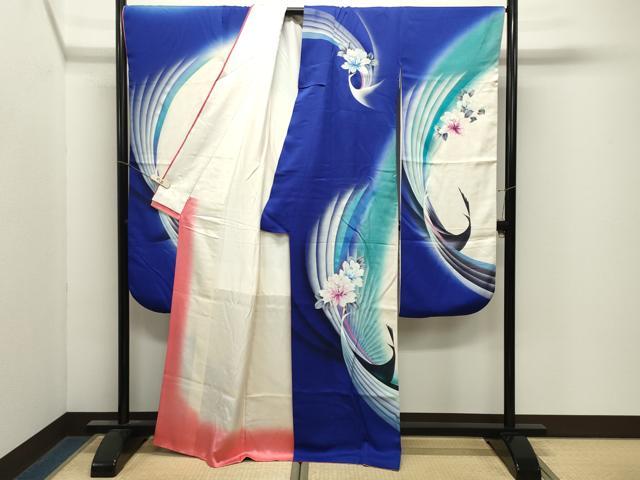平和屋着物●豪華振袖　花鳥文　暈し染め　金銀彩　ラインストーン　鈴乃屋扱い　正絹　逸品　CABM4947gh