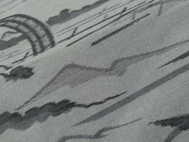 平和屋着物●上質な紬　手染の草木　冨獄36景　桶師　証紙付き　正絹　逸品　未使用　CABM4948gh