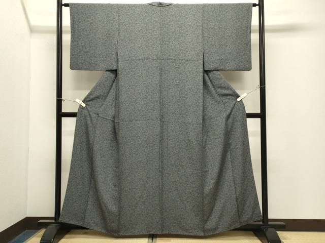 平和屋着物●江戸小紋　花唐草文　黒地　正絹　逸品　CABM4954gh