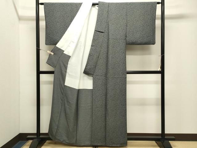 平和屋着物●江戸小紋　花唐草文　黒地　正絹　逸品　CABM4954gh