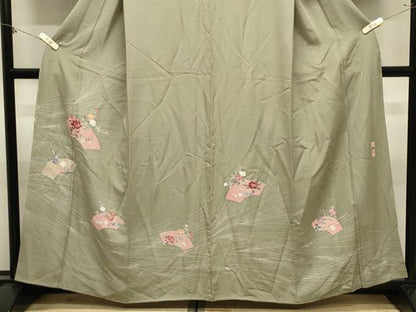 平和屋着物●京加賀友禅　百貫達雄　訪問着　地紙花文　正絹　逸品　CABM4955gh