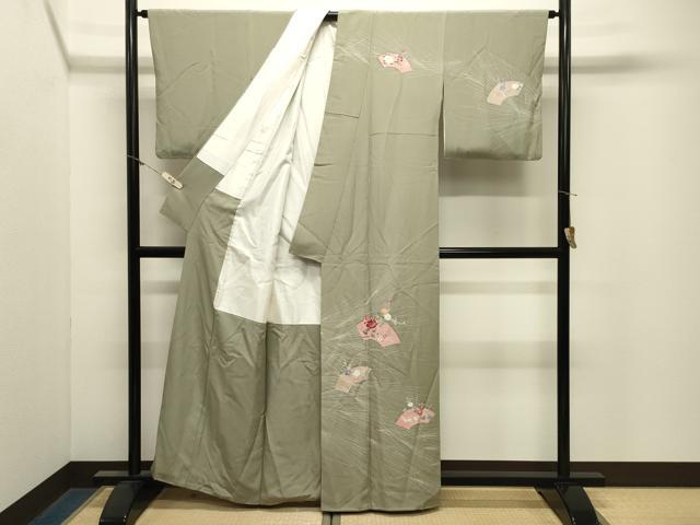 平和屋着物●京加賀友禅　百貫達雄　訪問着　地紙花文　正絹　逸品　CABM4955gh