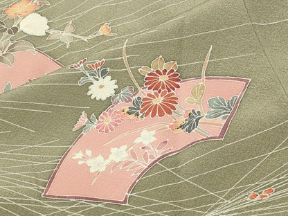 平和屋着物●京加賀友禅　百貫達雄　訪問着　地紙花文　正絹　逸品　CABM4955gh