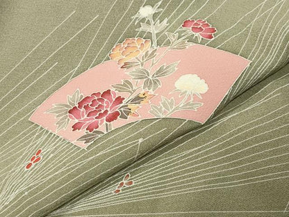 平和屋着物●京加賀友禅　百貫達雄　訪問着　地紙花文　正絹　逸品　CABM4955gh
