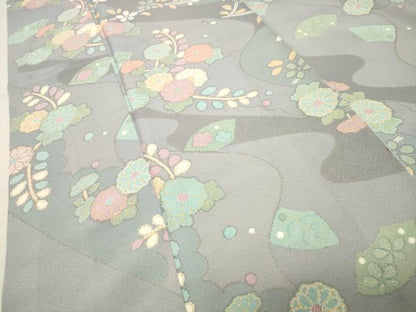 平和屋着物●上質な小紋　地紙花文　金彩　鈴乃屋扱い　正絹　逸品　CABM4957gh