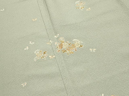 平和屋着物●訪問着　駒刺繍　花蝶文　金彩　正絹　逸品　CABM4961gh