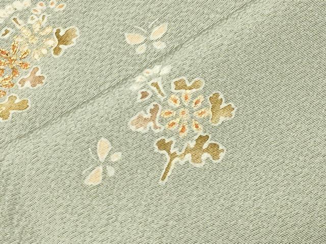 平和屋着物●訪問着　駒刺繍　花蝶文　金彩　正絹　逸品　CABM4961gh
