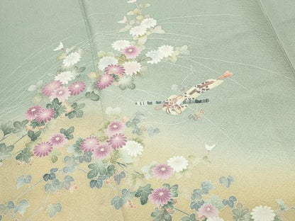 平和屋着物●訪問着　友禅　横笛花文　暈し染め　正絹　逸品　CABM4976gh