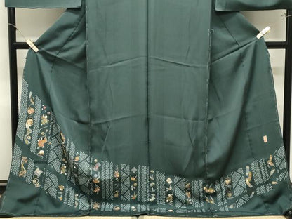 平和屋着物●訪問着　作家物　駒刺繍　童子遊び　金彩　仮絵羽　正絹　逸品　未使用　CABM4983gh
